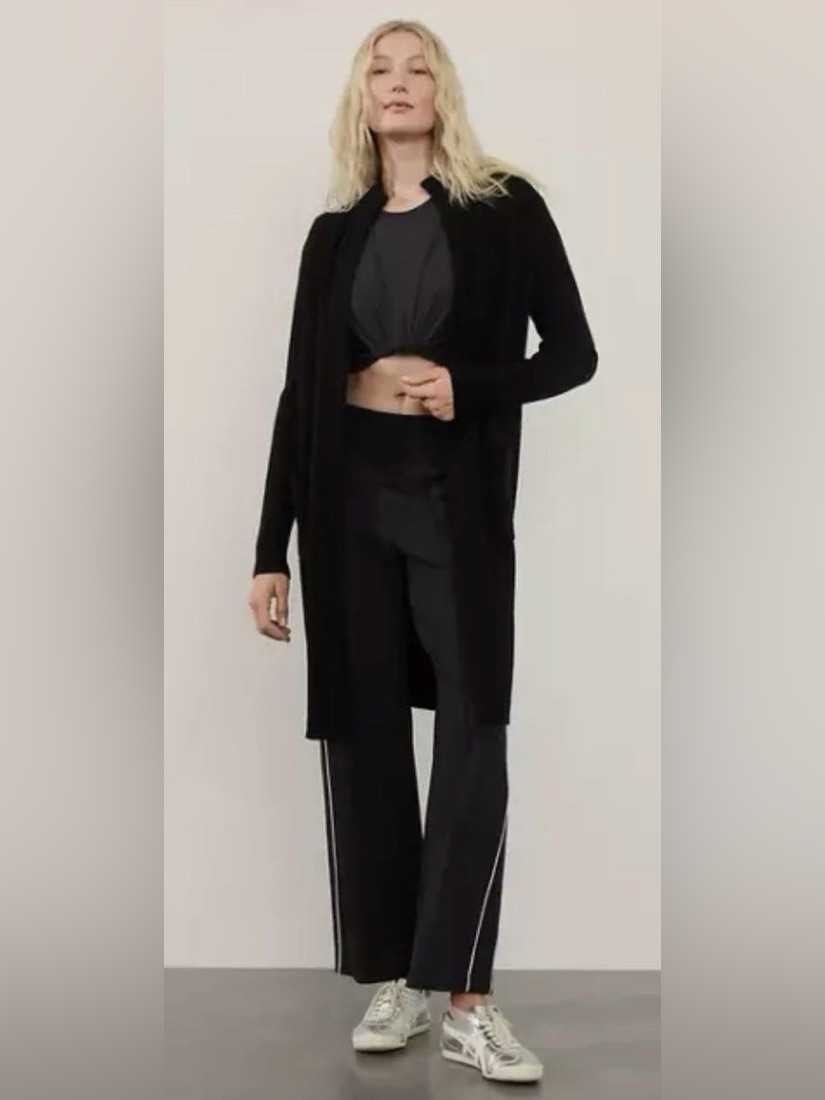 Athleta Spirit Refined Wool Cashmere Wrap Ii Black Long Cardigan Sz Small New